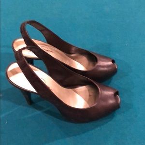 Jessica Simpson Brown peeptoe sling back heels